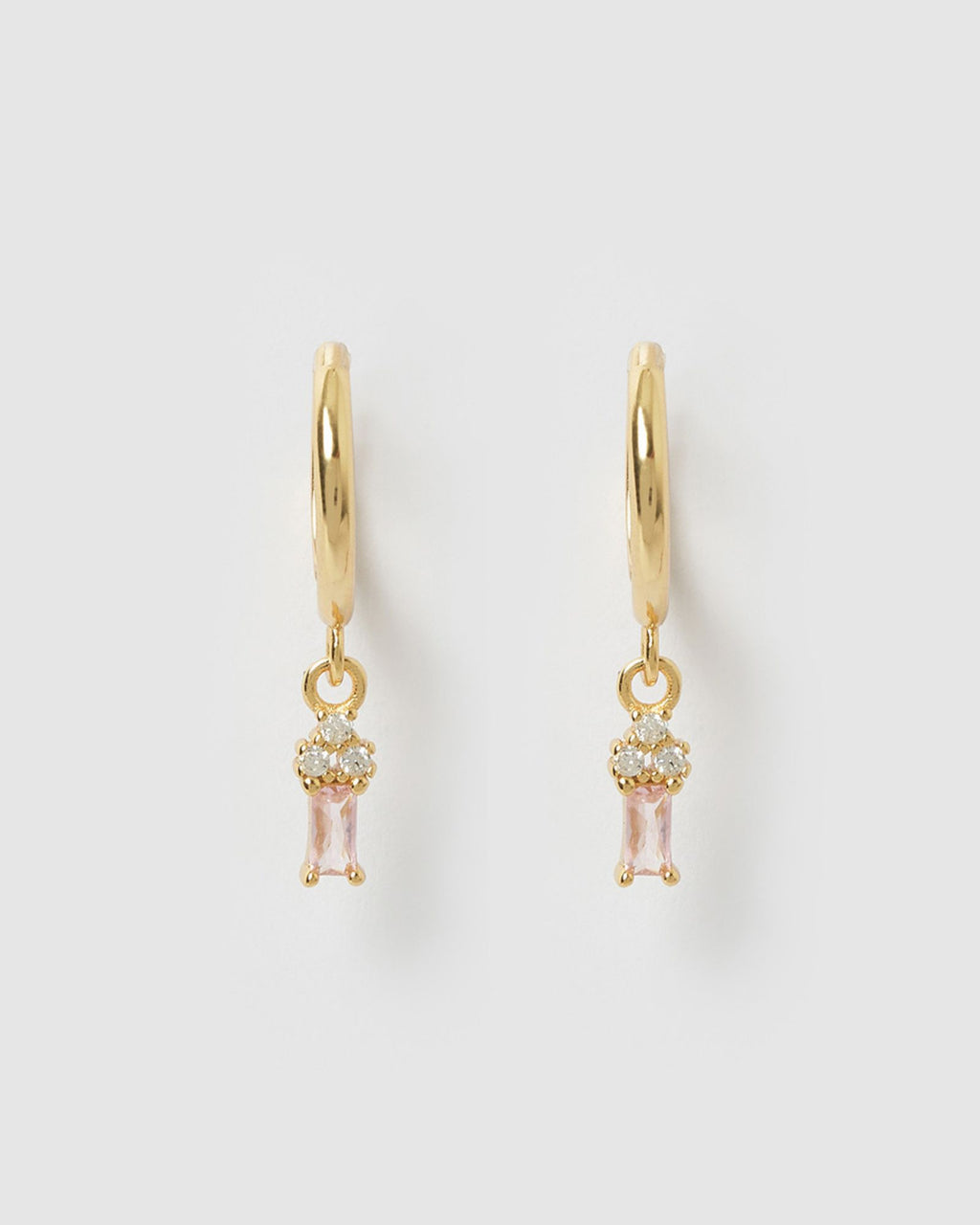 Izoa Carissa Huggie Earrings Gold Pink