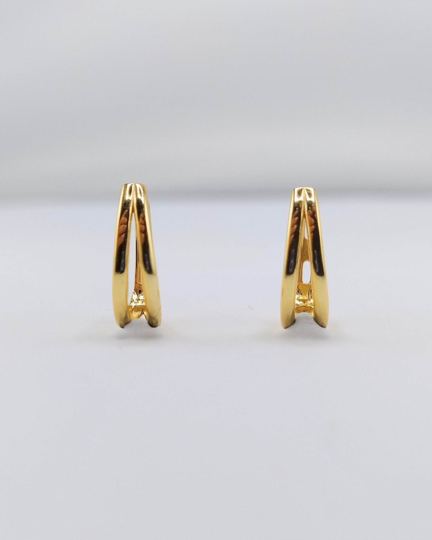 Izoa Elle Double Loop Huggie Earrings