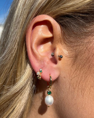 Izoa Dashiell Pearl Huggie Earrings