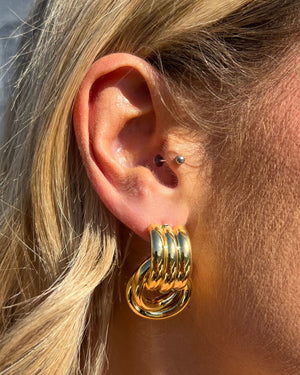 Izoa Fusion Stud Earrings Gold