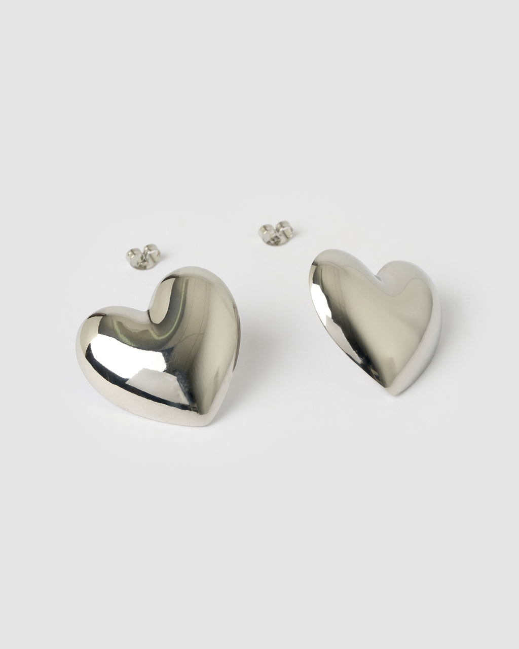 Izoa Maggie Heart Stud Earrings Silver