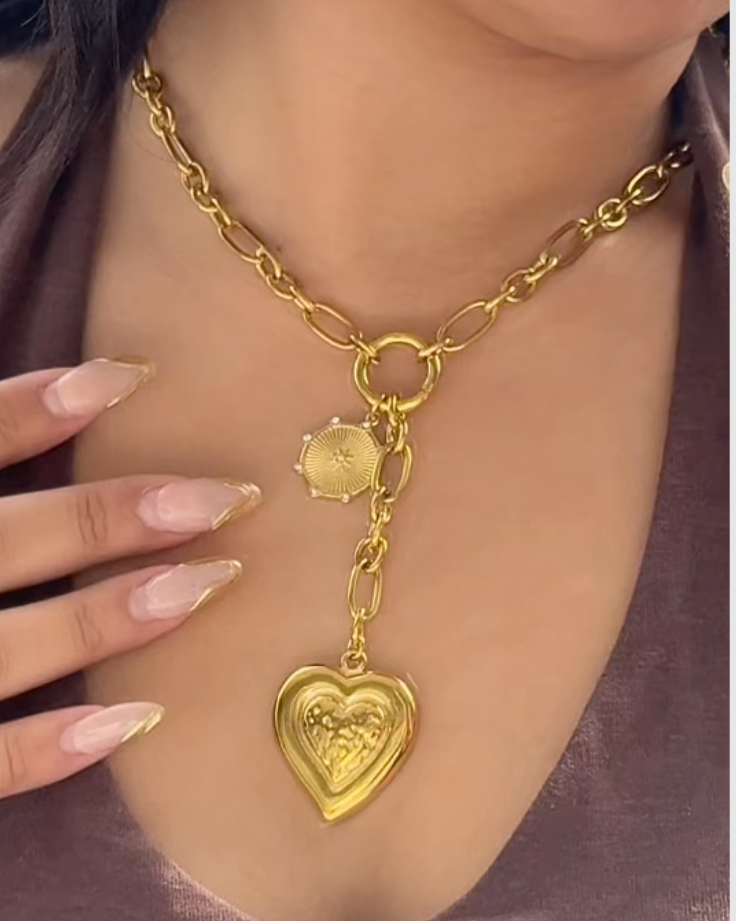 Izoa Sophia Heart Necklace Gold