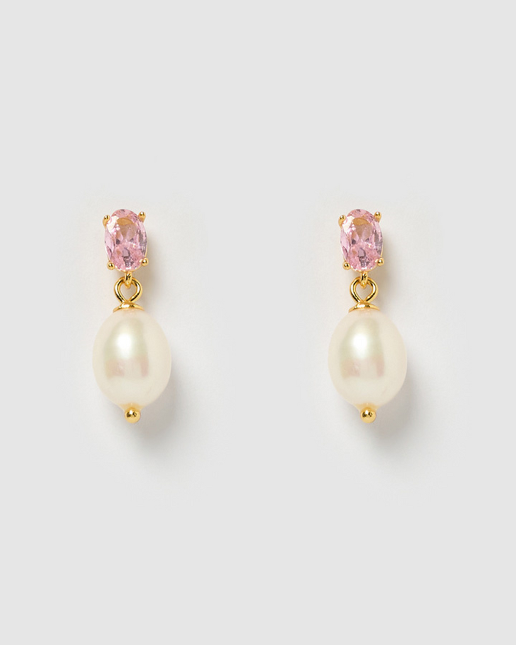 Izoa Millie Earrings Gold Pink Freshwater Pearl
