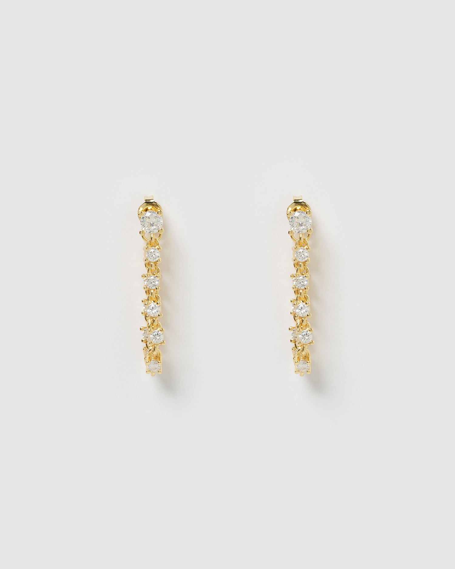 Izoa Alicia Drop Stud Earrings Gold