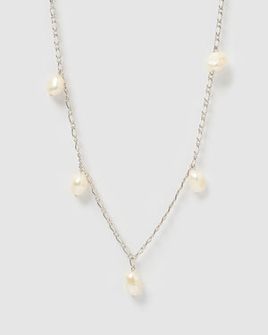 Izoa Anjelica Freshwater Pearl Necklace Silver