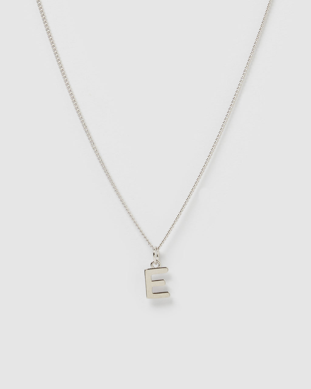 Izoa Alphabet Letter E Necklace Silver