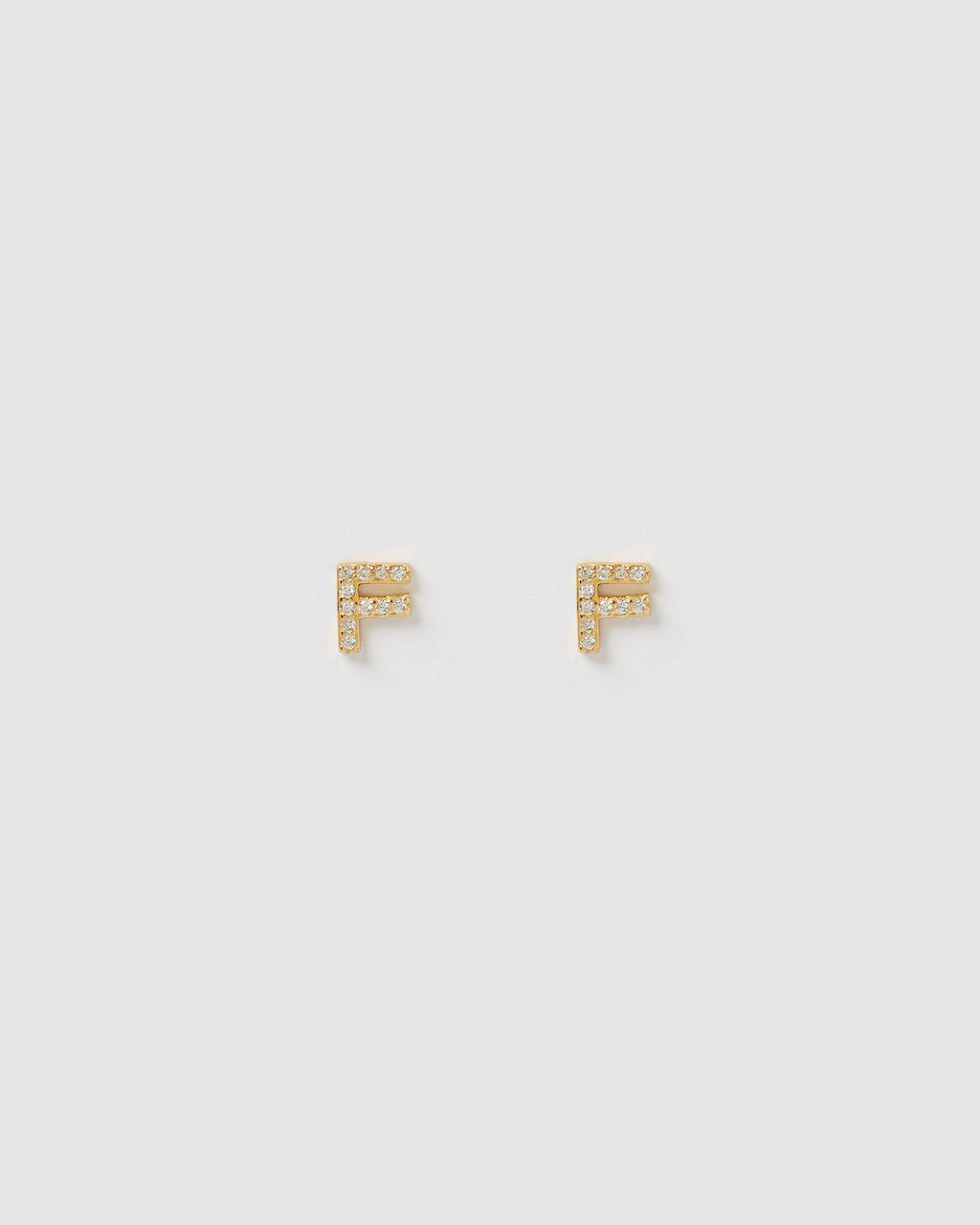 Izoa Alphabet Mini Letter F Stud Earrings Gold