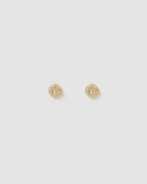 Izoa Alphabet Mini Letter G Stud Earrings Gold