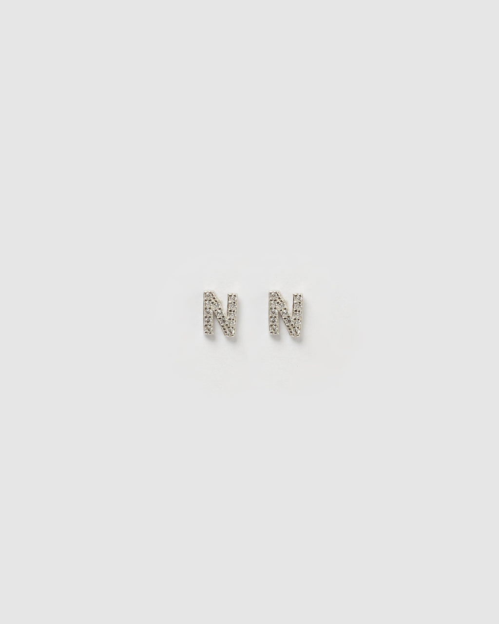 Izoa Alphabet Mini Letter N Stud Earrings Silver