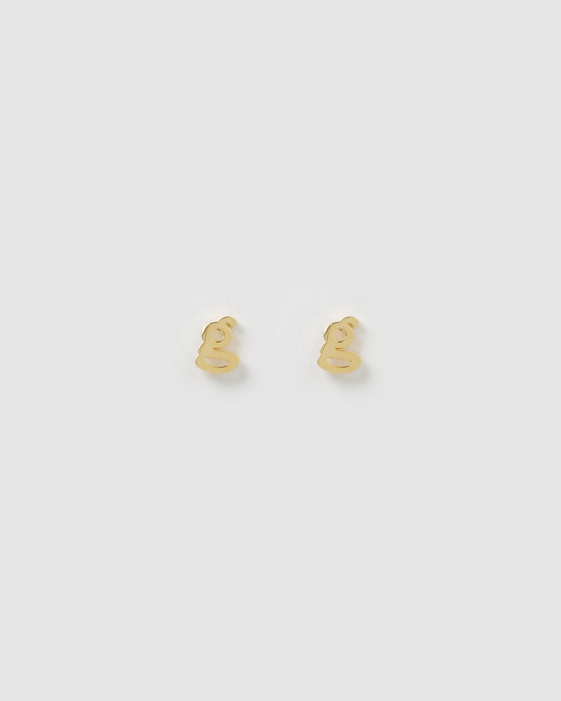 Izoa Little Letter G Stud Earrings Gold