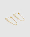 Izoa Lara Drop Stud Earrings Gold Clear