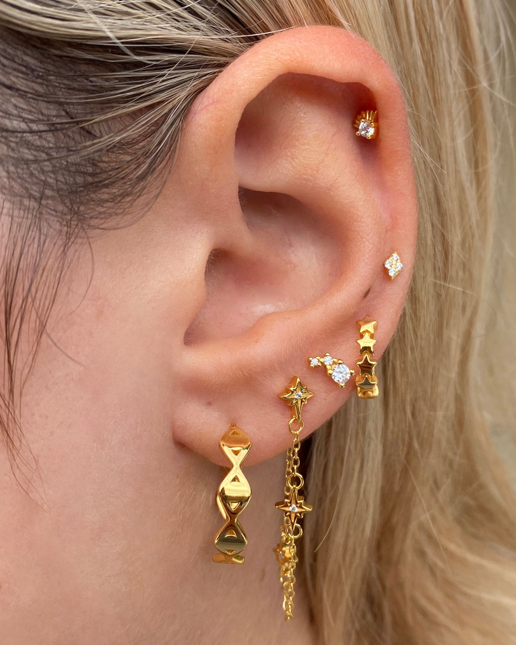 Izoa Tori Drop Stud Earrings Gold