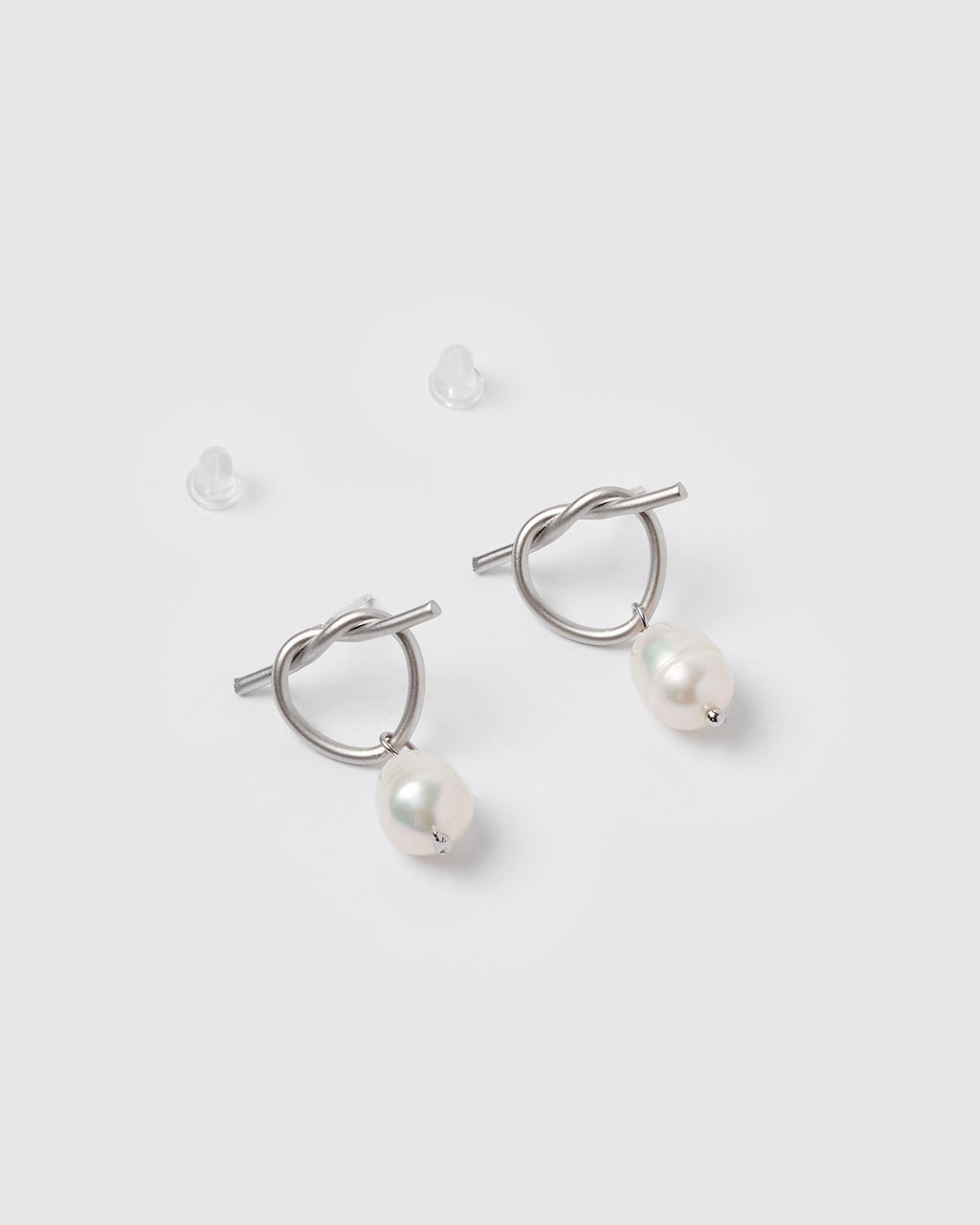 Izoa Rosette Earrings Silver Freshwater Pearl