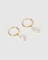 Izoa Swan Song Earrings Gold Freshwater Pearl