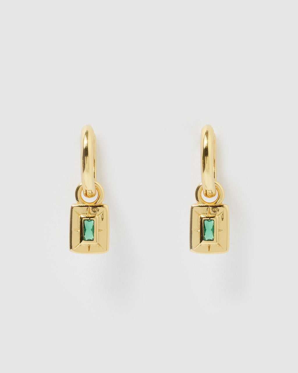Izoa Cairo Huggie Earrings Gold Green