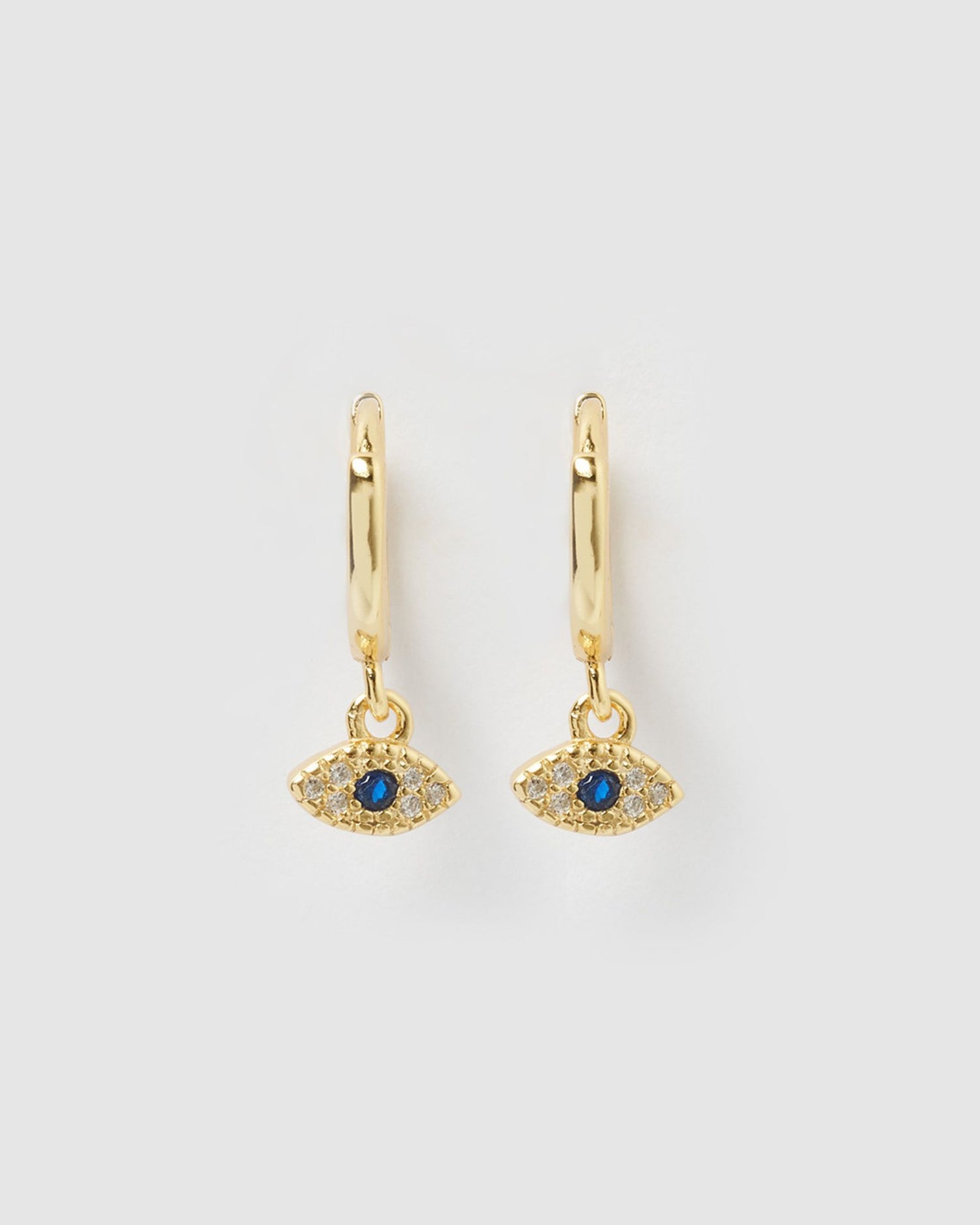 Izoa Ophelia Evil Eye Huggie Earrings Gold
