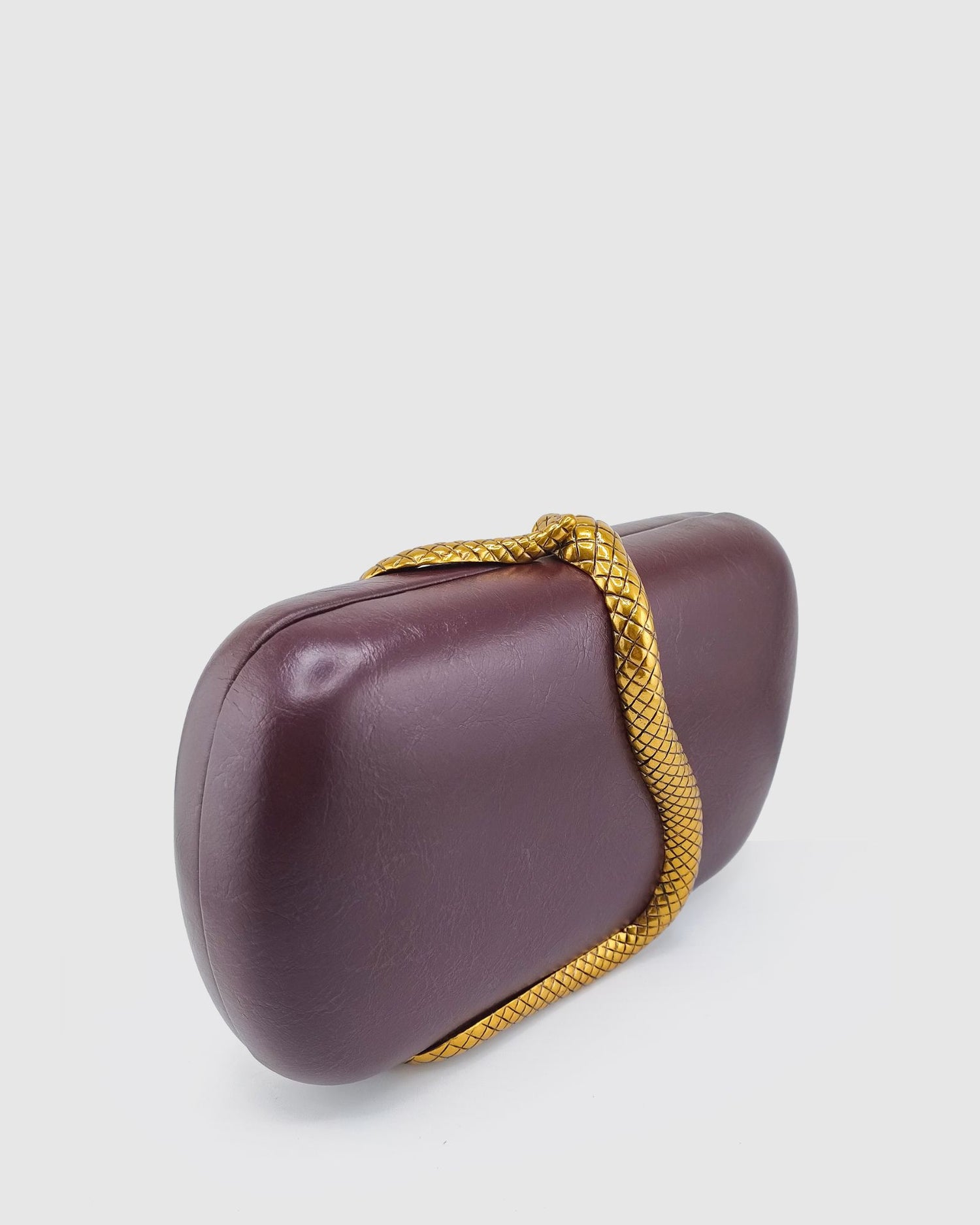 Izoa Gigi Snake Clutch Dark Red