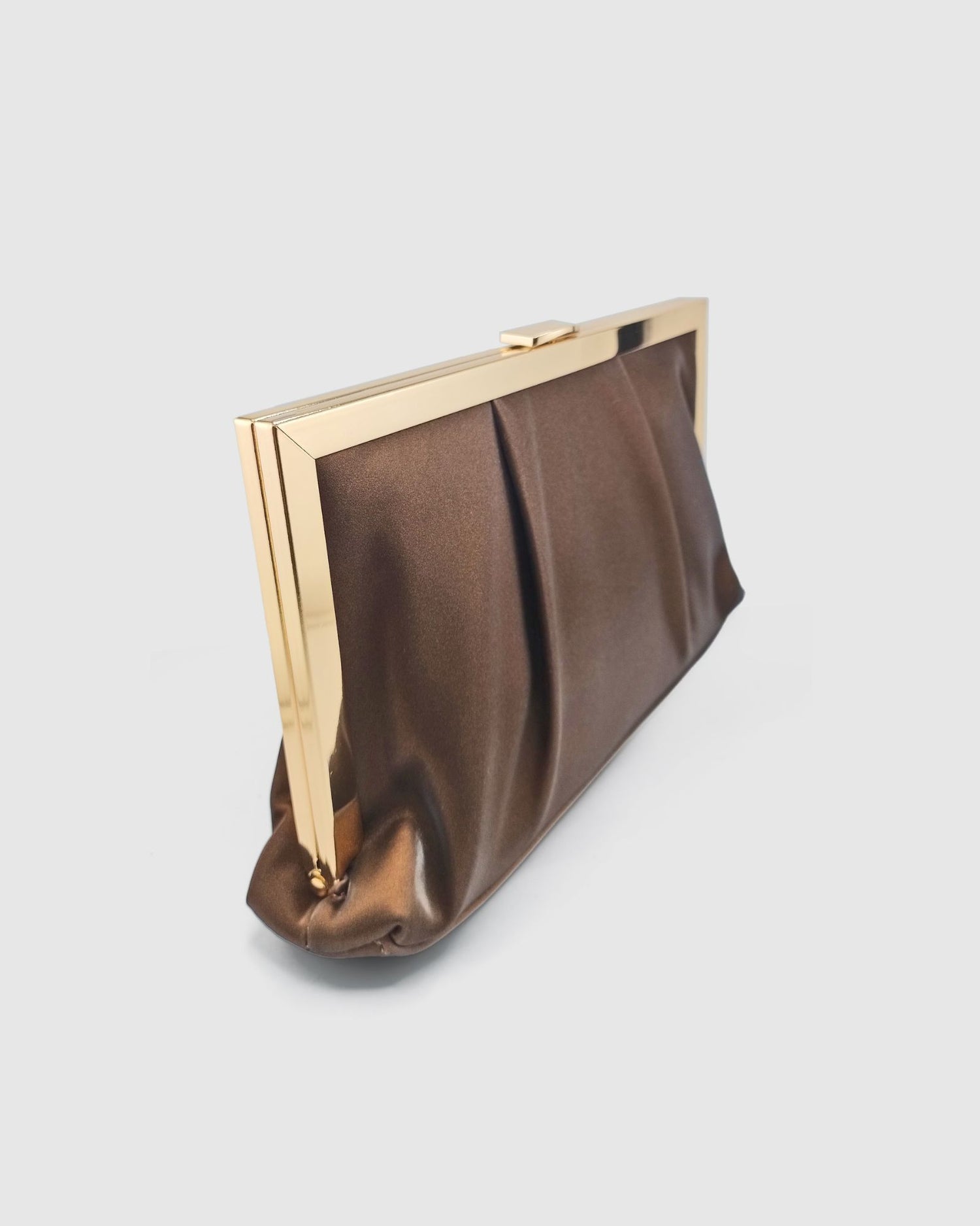 Izoa Gia Pleated Clutch Brown