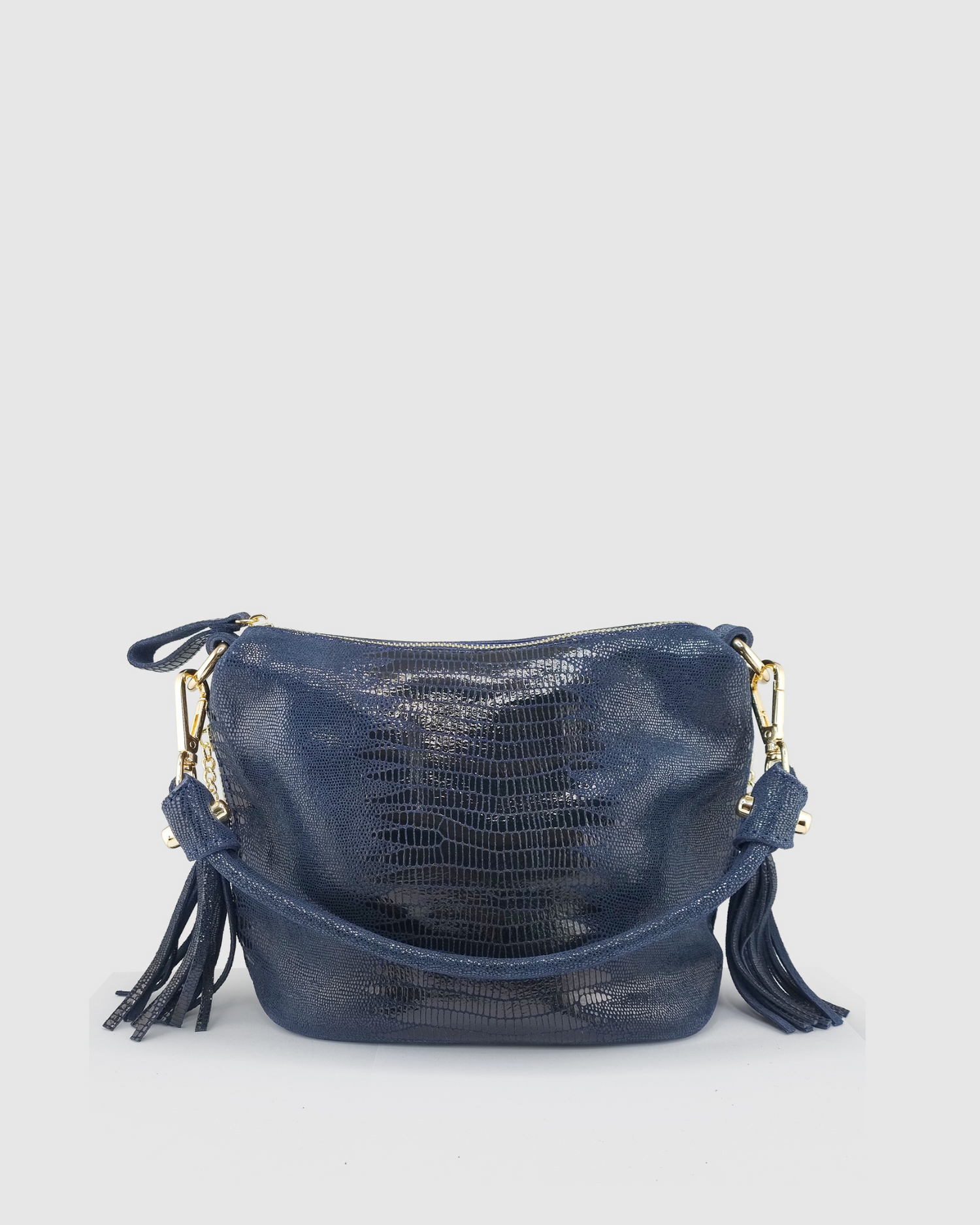 Izoa Nicole Tassel Bag in leather Navy