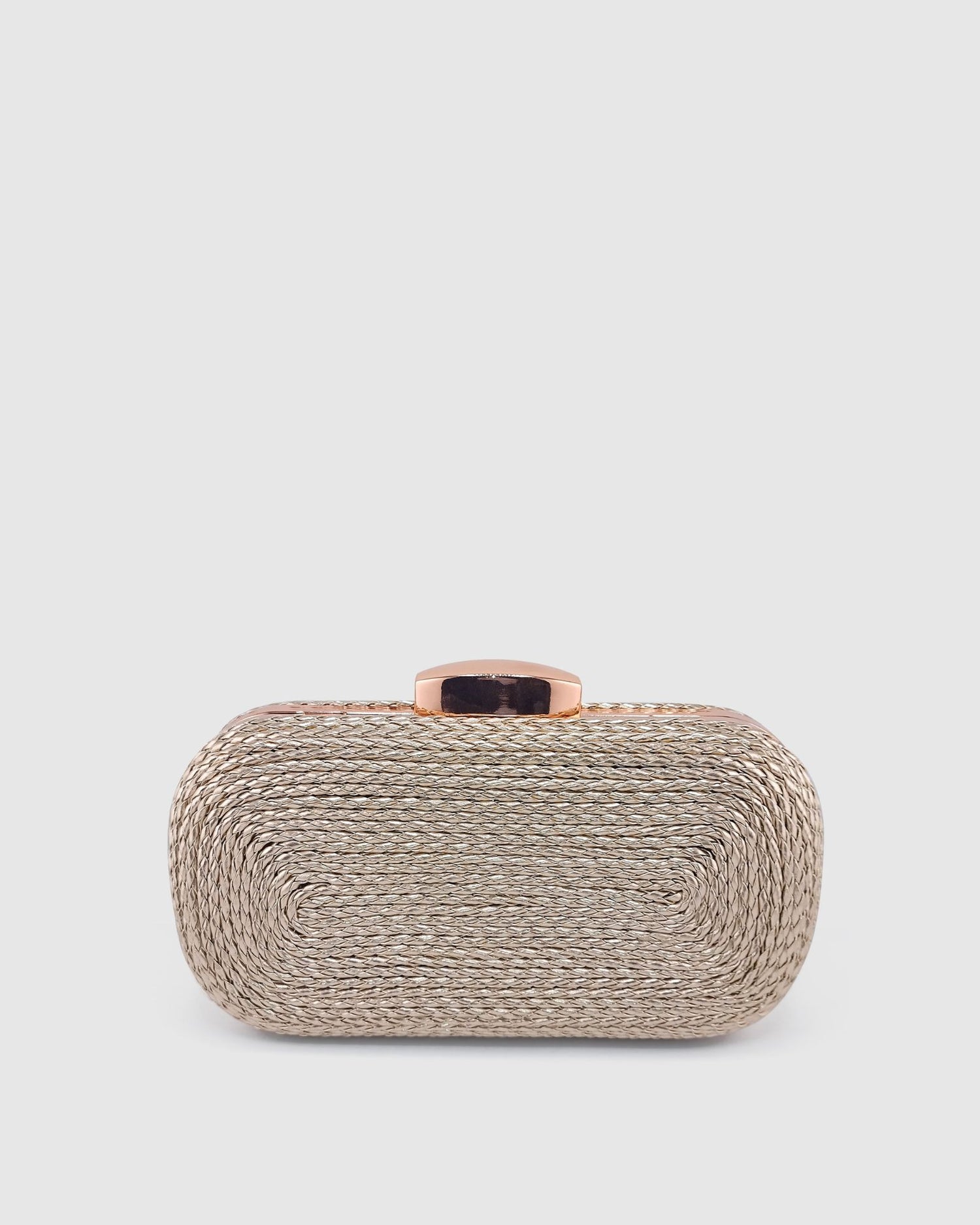 Izoa Helen Rope Detail Clutch in Rose Gold