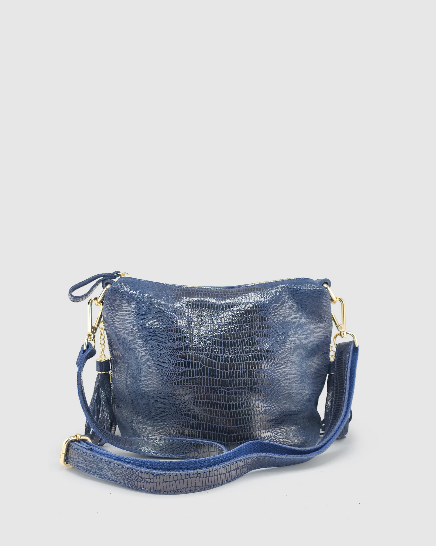 Izoa Nicole Tassel Bag in leather Navy