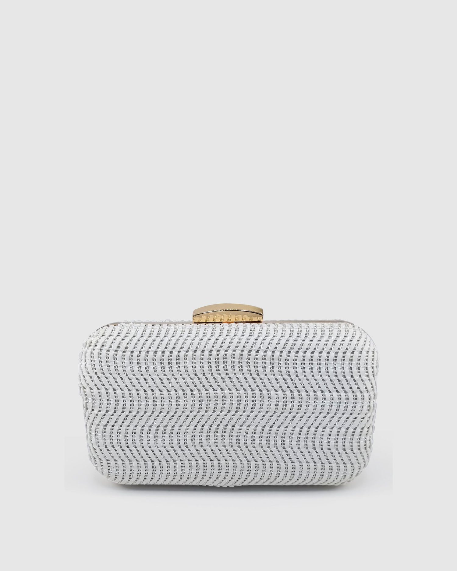 Izoa Sophia Woven Clutch in White
