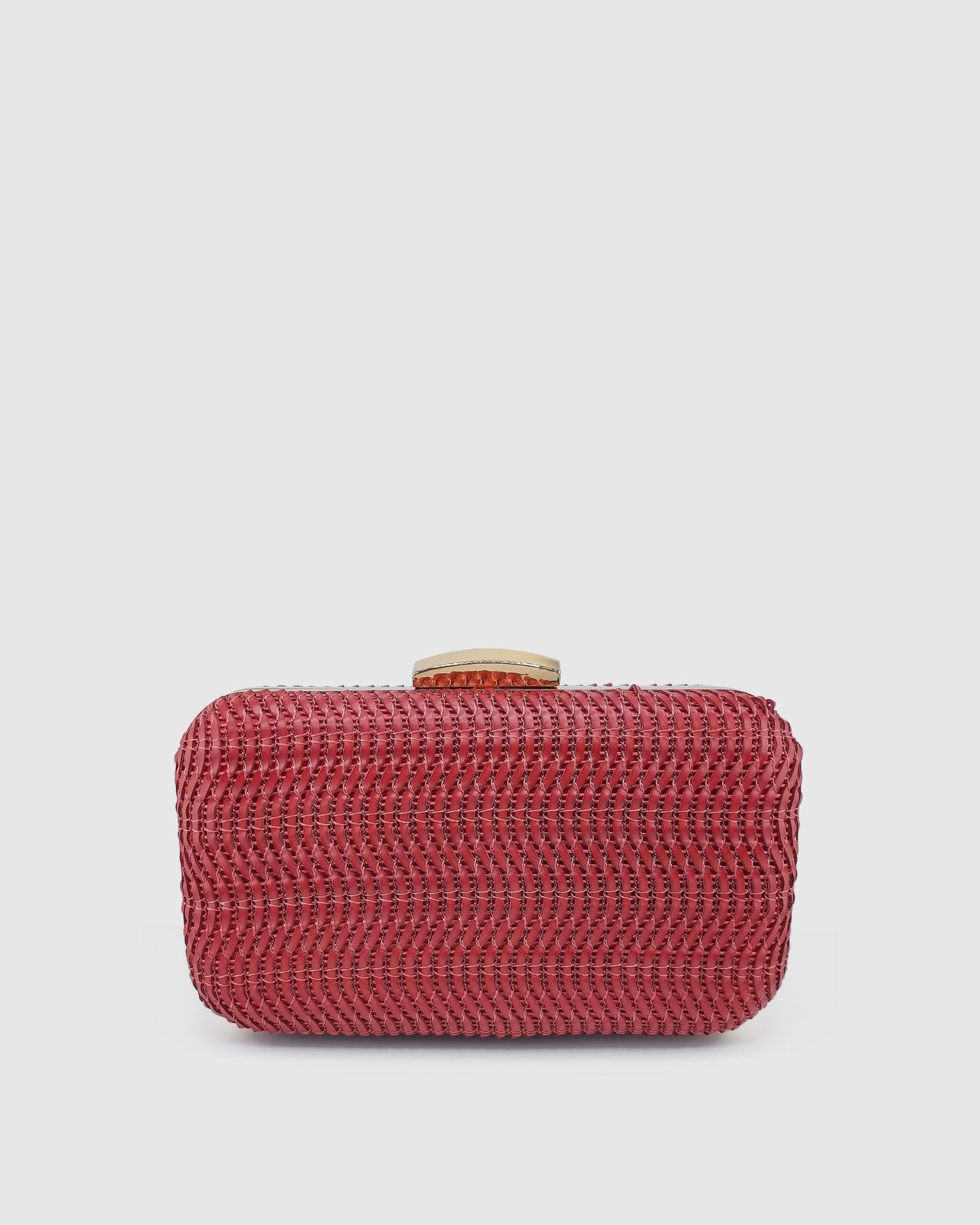 Izoa Sophia Woven Clutch in Burgundy