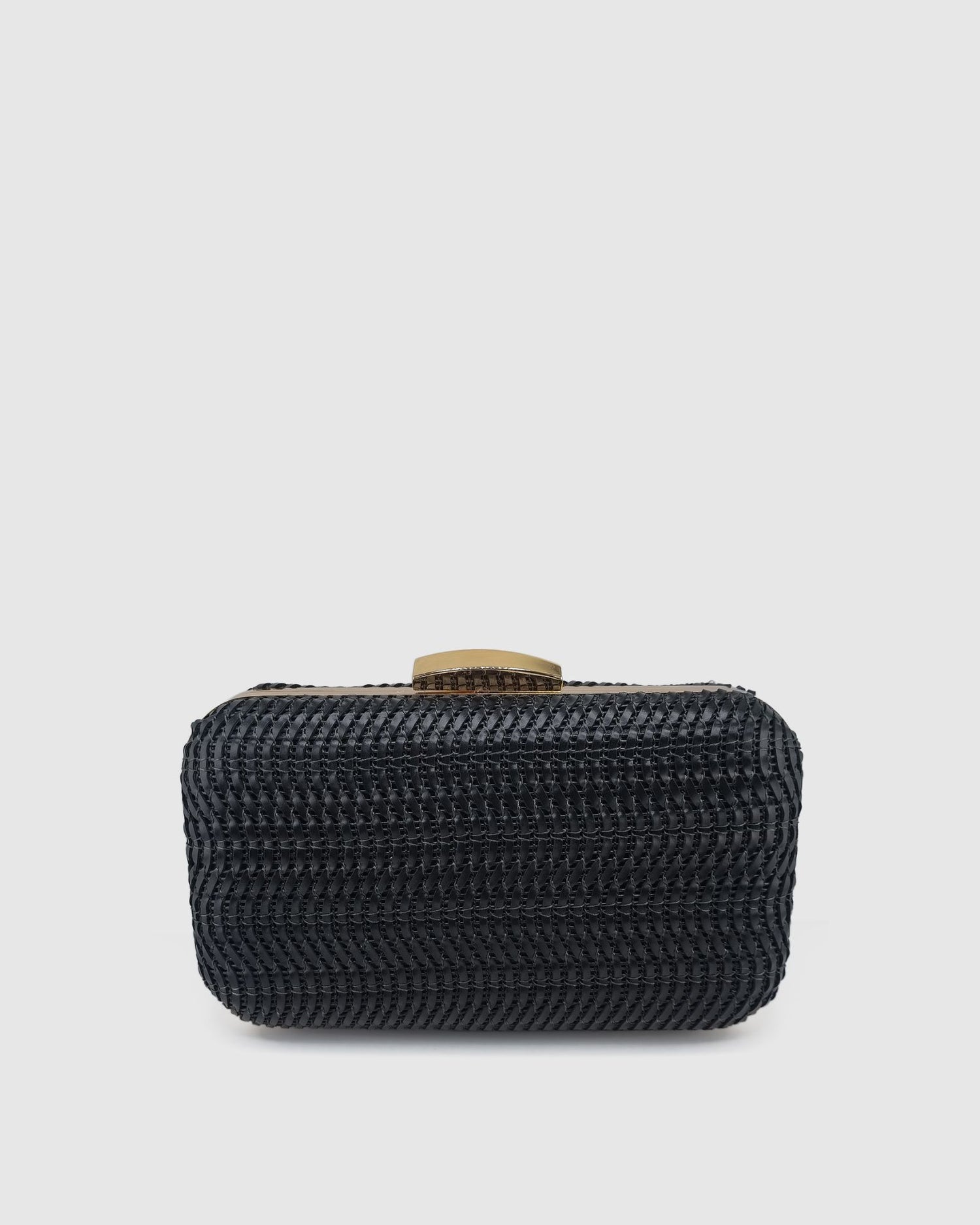 Izoa Sophia Woven Clutch in Black
