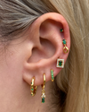 Izoa Kaylee Huggie Earrings Gold Green