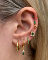 Izoa Maya Stud Earrings Gold Emerald