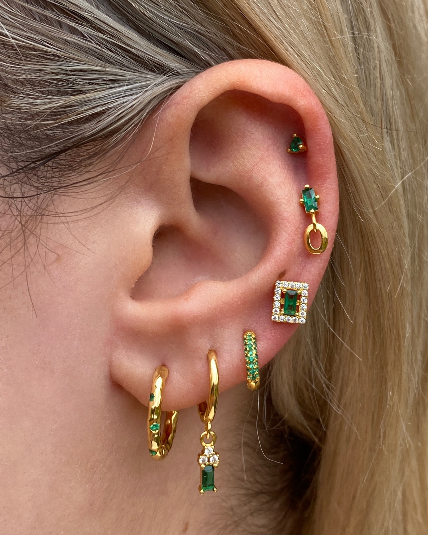 Izoa Dee Emerald Green Cubic Zirconia Small Stud Earrings