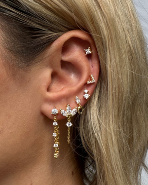 Izoa Spencer Stud Earrings Gold Clear