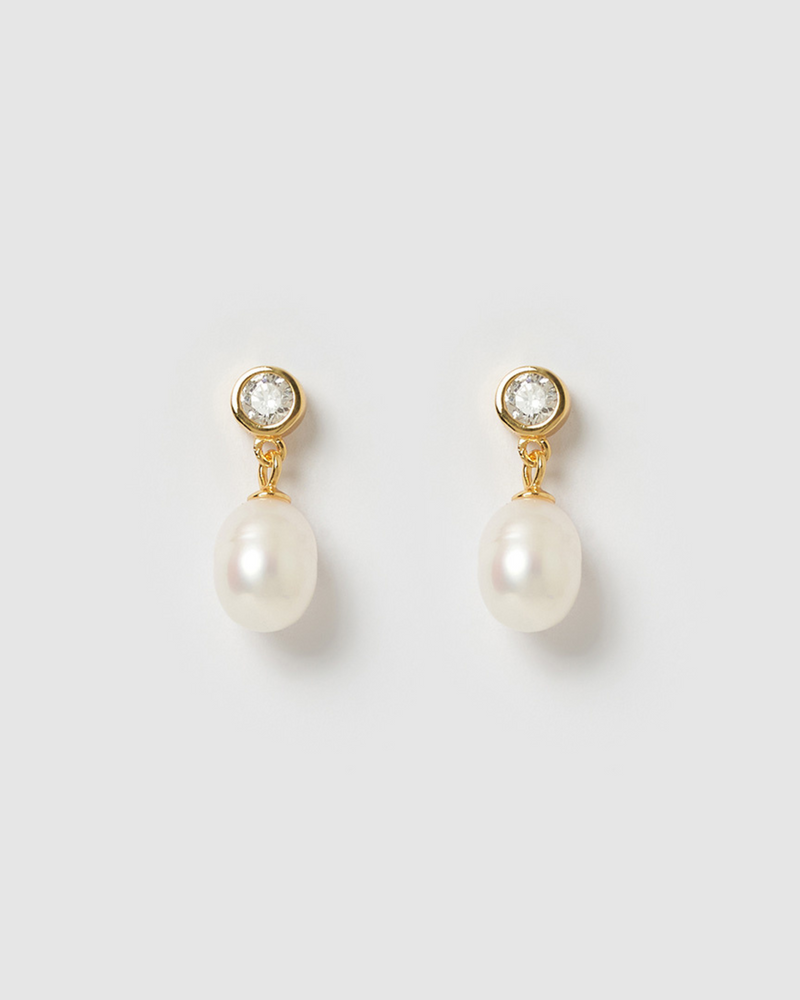 Izoa Everlee Earrings Gold Pearl