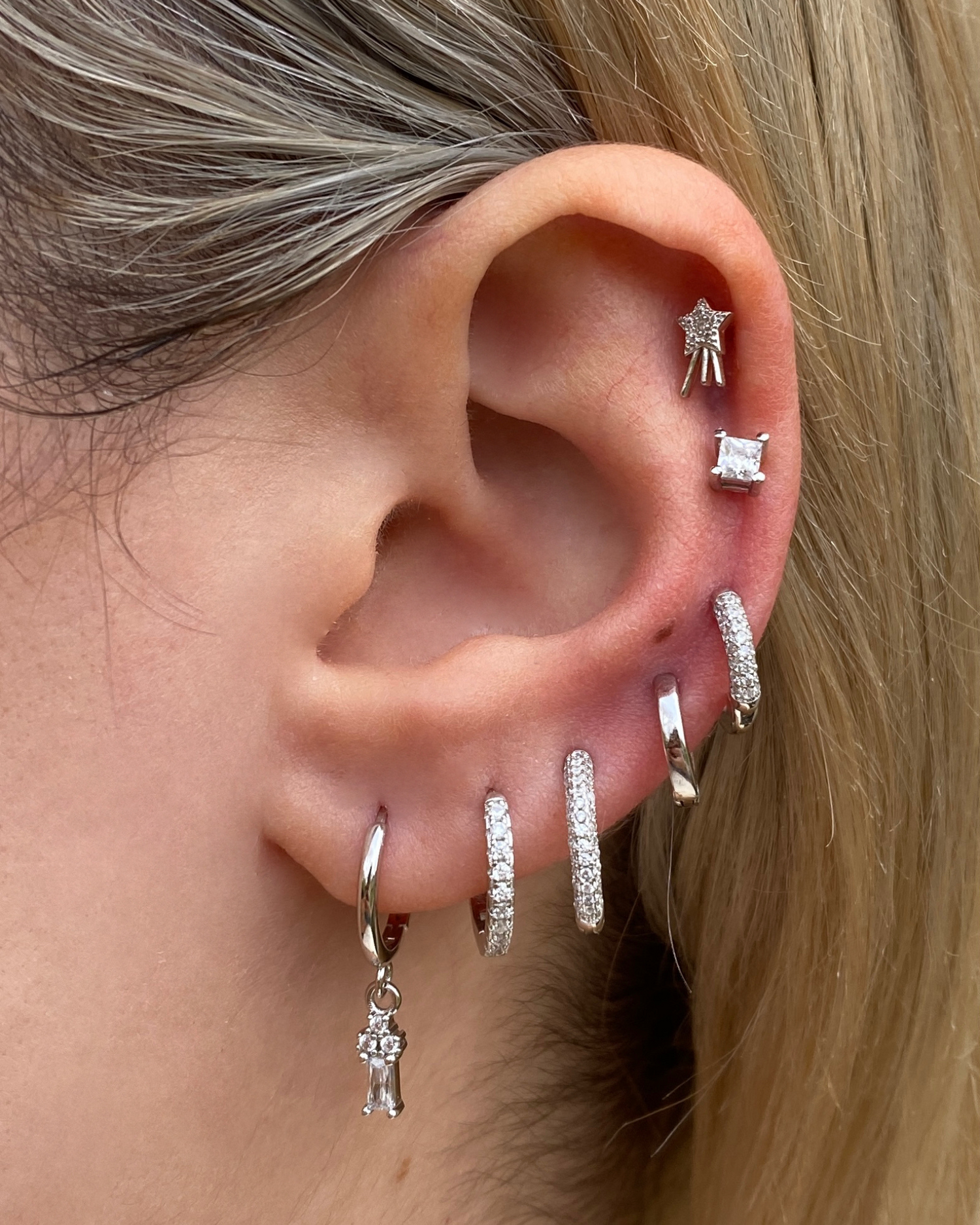 Izoa Carissa Huggie Earrings Silver