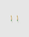 Izoa Carissa Huggie Earrings Gold Green