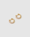 Izoa Chelsea Mini Huggie Earrings Gold Baby Pink