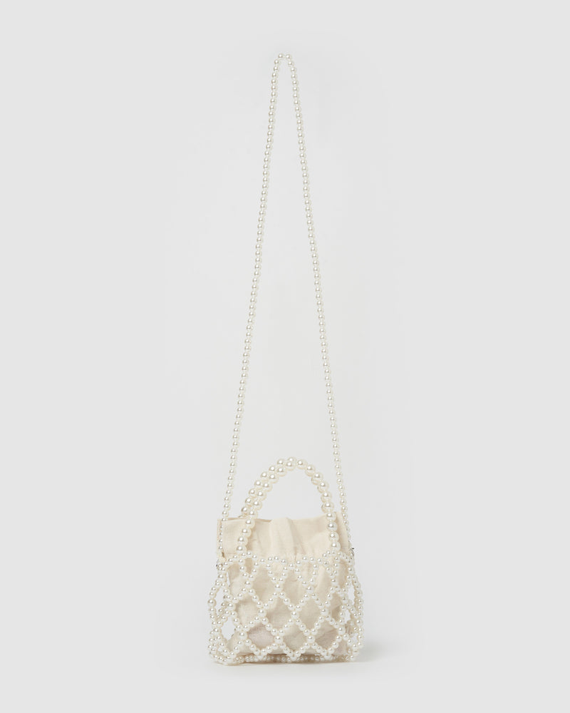 Izoa Estelle Pearl Handbag White