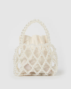 Izoa Estelle Pearl Handbag White