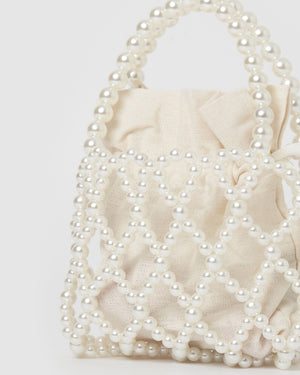 Izoa Estelle Pearl Handbag White