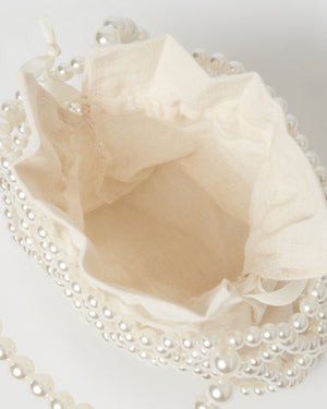 Izoa Estelle Pearl Handbag White