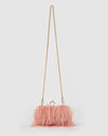 Izoa Beatrice Clutch Pink Faux Feather