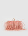 Izoa Beatrice Clutch Pink Faux Feather