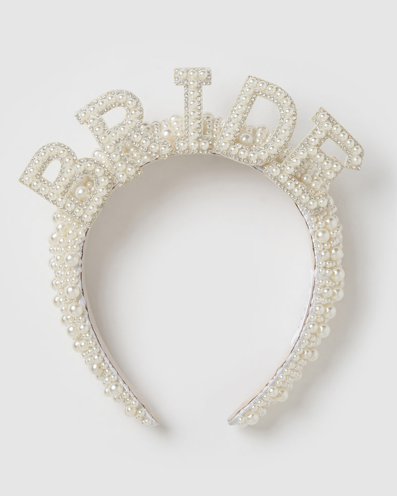 Izoa Bride To Be Pearl Headband White