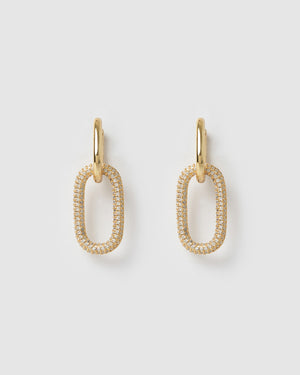 Izoa Hannah Link Drop Earrings Gold