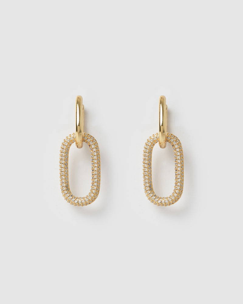 Izoa Hannah Link Drop Earrings Gold