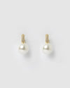 Izoa Jules Huggie Earrings Gold Pearl