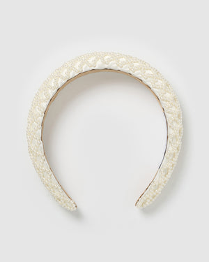 Izoa Genevieve Headband Pearl