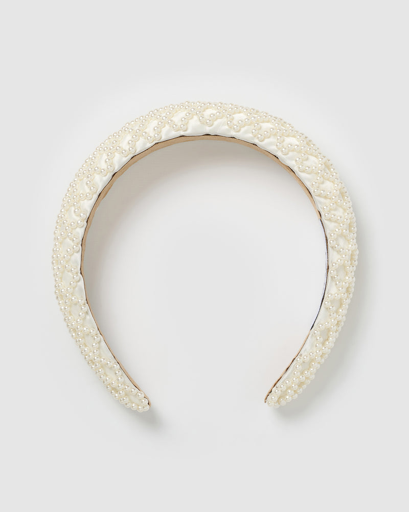 Izoa Genevieve Headband Pearl