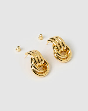 Izoa Fusion Stud Earrings Gold