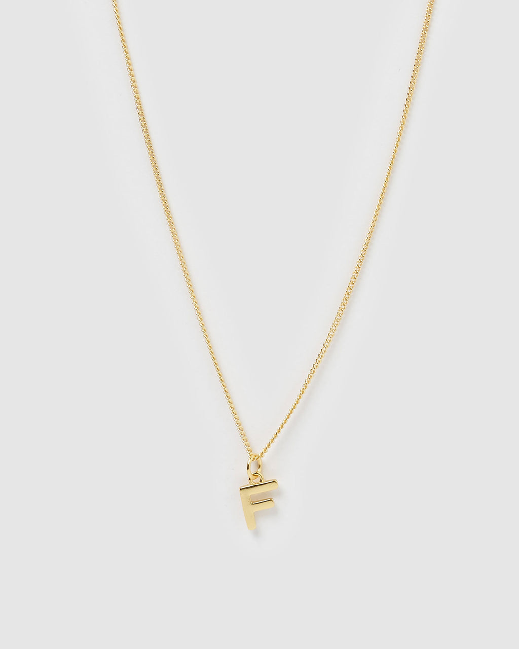 Izoa Alphabet Letter F Necklace Gold